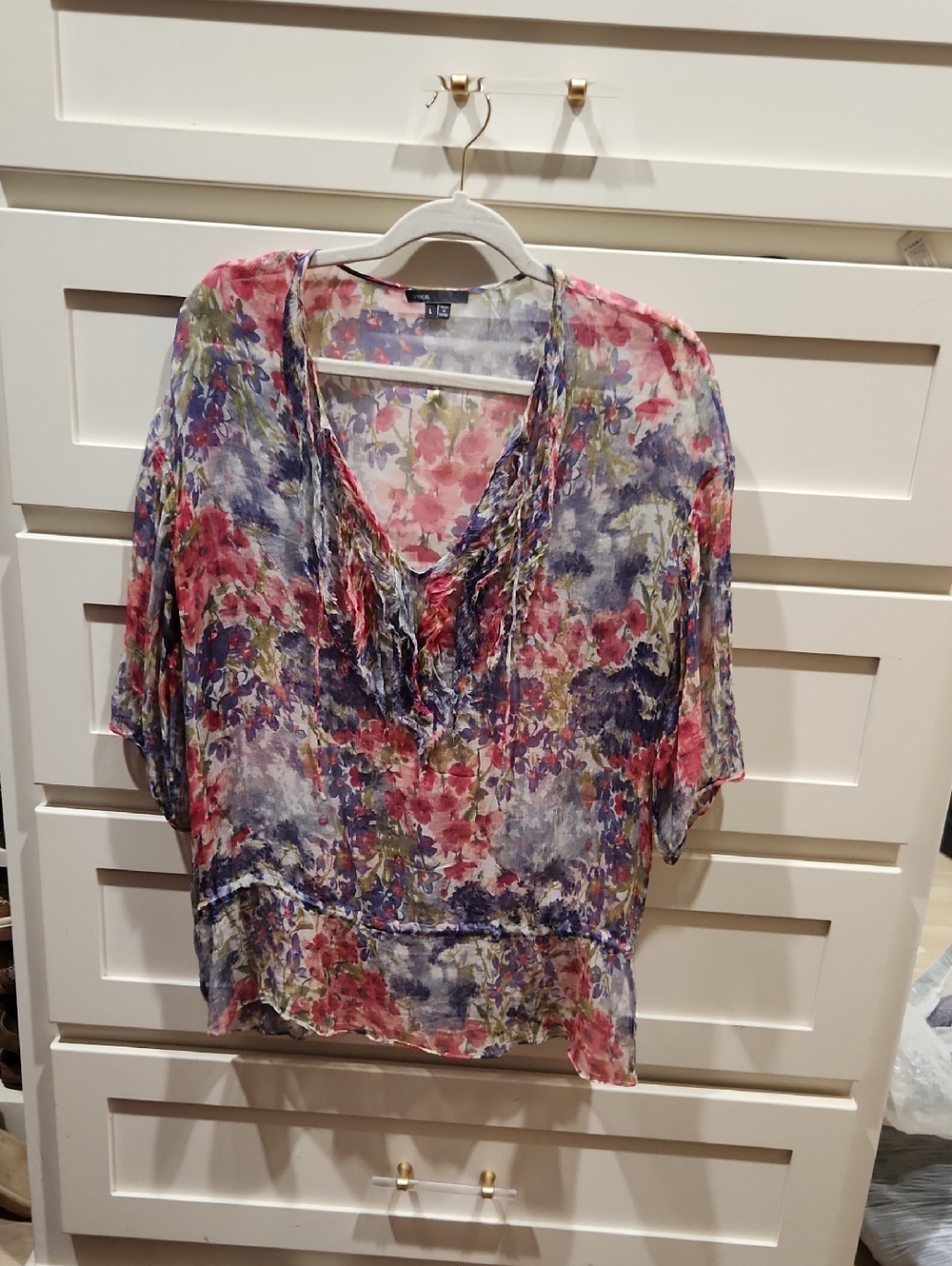 Vince Sheer Silk Floral Top